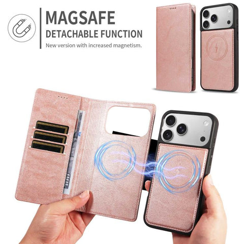 Cowhide Leather Texture RFID Detachable 2 in 1 Magnetic Vegan Leather Phone Case, For iPhone 14 Pro, For iPhone 14 Pro Max, For iPhone 13 Pro Max, For iPhone 13 Pro, For iPhone 12 Pro Max