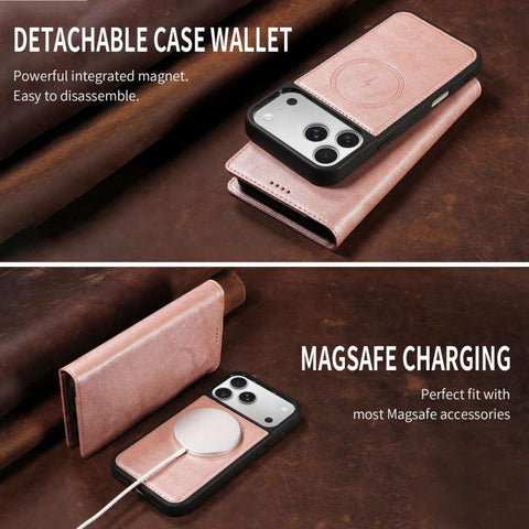 Cowhide Leather Texture RFID Detachable 2 in 1 Magnetic Vegan Leather Phone Case, For iPhone 14 Pro, For iPhone 14 Pro Max, For iPhone 13 Pro Max, For iPhone 13 Pro, For iPhone 12 Pro Max