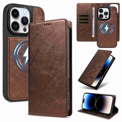 Cowhide Leather Texture RFID Detachable 2 in 1 Magnetic Vegan Leather Phone Case, For iPhone 14 Pro, For iPhone 14 Pro Max, For iPhone 13 Pro Max, For iPhone 13 Pro, For iPhone 12 Pro Max