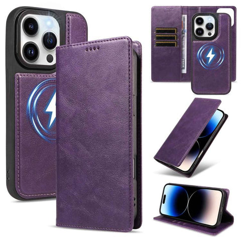 Cowhide Leather Texture RFID Detachable 2 in 1 Magnetic Vegan Leather Phone Case, For iPhone 14 Pro, For iPhone 14 Pro Max, For iPhone 13 Pro Max, For iPhone 13 Pro, For iPhone 12 Pro Max
