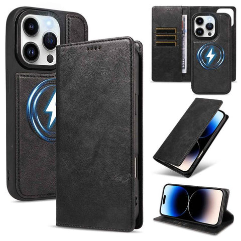 Cowhide Leather Texture RFID Detachable 2 in 1 Magnetic Vegan Leather Phone Case, For iPhone 14 Pro, For iPhone 14 Pro Max, For iPhone 13 Pro Max, For iPhone 13 Pro, For iPhone 12 Pro Max