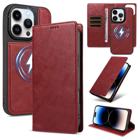 Cowhide Leather Texture RFID Detachable 2 in 1 Magnetic Vegan Leather Phone Case, For iPhone 14 Pro, For iPhone 14 Pro Max, For iPhone 13 Pro Max, For iPhone 13 Pro, For iPhone 12 Pro Max