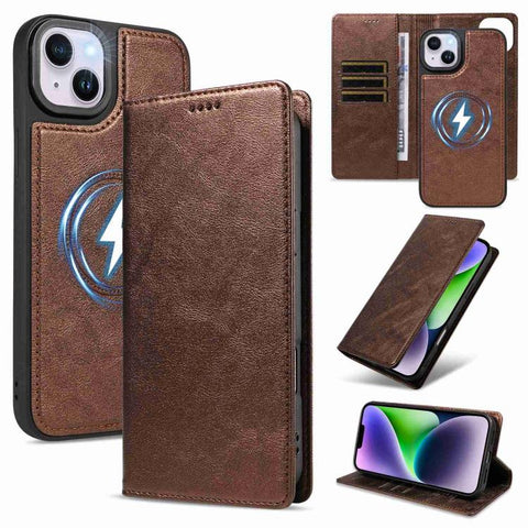 Cowhide Leather Texture RFID Detachable 2 in 1 Magnetic Vegan Leather Phone Case, For iPhone 18 Pro, For iPhone 18 Pro Max, For iPhone 17 Pro Max, For iPhone 17 Pro, For iPhone 15 Pro Max, For iPhone 15 Pro, For iPhone 15 Plus, For iPhone 14 Plus