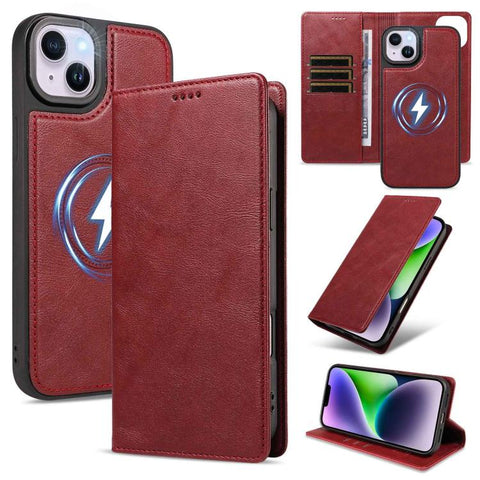 Cowhide Leather Texture RFID Detachable 2 in 1 Magnetic Vegan Leather Phone Case, For iPhone 18 Pro, For iPhone 18 Pro Max, For iPhone 17 Pro Max, For iPhone 17 Pro, For iPhone 15 Pro Max, For iPhone 15 Pro, For iPhone 15 Plus, For iPhone 14 Plus
