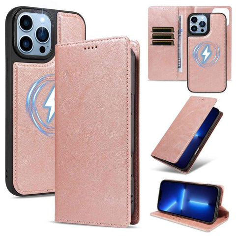 Cowhide Leather Texture RFID Detachable 2 in 1 Magnetic Vegan Leather Phone Case, For iPhone 14 Pro, For iPhone 14 Pro Max, For iPhone 13 Pro Max, For iPhone 13 Pro, For iPhone 12 Pro Max
