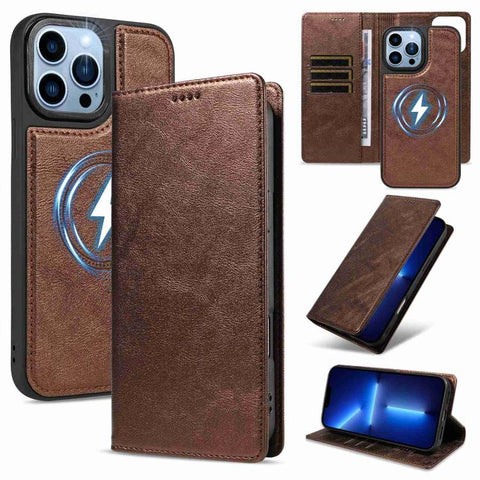 Cowhide Leather Texture RFID Detachable 2 in 1 Magnetic Vegan Leather Phone Case, For iPhone 14 Pro, For iPhone 14 Pro Max, For iPhone 13 Pro Max, For iPhone 13 Pro, For iPhone 12 Pro Max