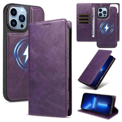 Cowhide Leather Texture RFID Detachable 2 in 1 Magnetic Vegan Leather Phone Case, For iPhone 14 Pro, For iPhone 14 Pro Max, For iPhone 13 Pro Max, For iPhone 13 Pro, For iPhone 12 Pro Max