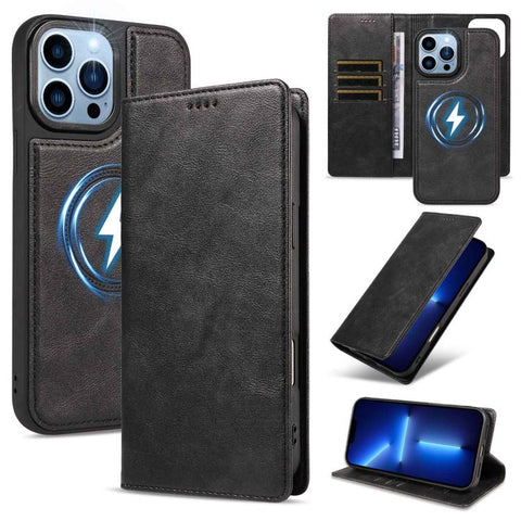 Cowhide Leather Texture RFID Detachable 2 in 1 Magnetic Vegan Leather Phone Case, For iPhone 14 Pro, For iPhone 14 Pro Max, For iPhone 13 Pro Max, For iPhone 13 Pro, For iPhone 12 Pro Max