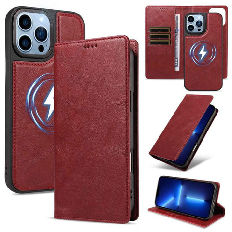 Cowhide Leather Texture RFID Detachable 2 in 1 Magnetic Vegan Leather Phone Case, For iPhone 14 Pro, For iPhone 14 Pro Max, For iPhone 13 Pro Max, For iPhone 13 Pro, For iPhone 12 Pro Max