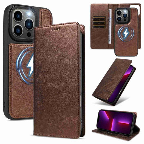Cowhide Leather Texture RFID Detachable 2 in 1 Magnetic Vegan Leather Phone Case, For iPhone 14 Pro, For iPhone 14 Pro Max, For iPhone 13 Pro Max, For iPhone 13 Pro, For iPhone 12 Pro Max