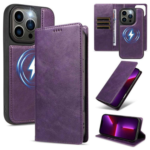 Cowhide Leather Texture RFID Detachable 2 in 1 Magnetic Vegan Leather Phone Case, For iPhone 14 Pro, For iPhone 14 Pro Max, For iPhone 13 Pro Max, For iPhone 13 Pro, For iPhone 12 Pro Max