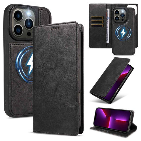 Cowhide Leather Texture RFID Detachable 2 in 1 Magnetic Vegan Leather Phone Case, For iPhone 14 Pro, For iPhone 14 Pro Max, For iPhone 13 Pro Max, For iPhone 13 Pro, For iPhone 12 Pro Max