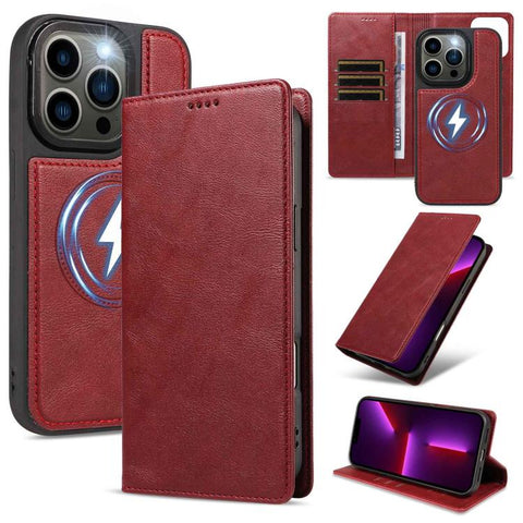 Cowhide Leather Texture RFID Detachable 2 in 1 Magnetic Vegan Leather Phone Case, For iPhone 14 Pro, For iPhone 14 Pro Max, For iPhone 13 Pro Max, For iPhone 13 Pro, For iPhone 12 Pro Max
