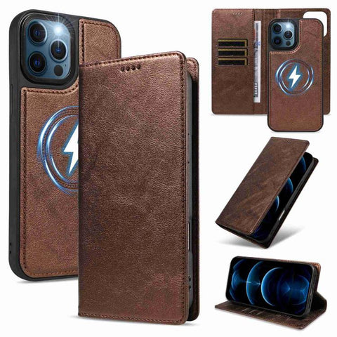 Cowhide Leather Texture RFID Detachable 2 in 1 Magnetic Vegan Leather Phone Case, For iPhone 14 Pro, For iPhone 14 Pro Max, For iPhone 13 Pro Max, For iPhone 13 Pro, For iPhone 12 Pro Max