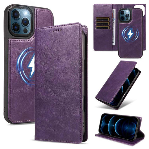 Cowhide Leather Texture RFID Detachable 2 in 1 Magnetic Vegan Leather Phone Case, For iPhone 14 Pro, For iPhone 14 Pro Max, For iPhone 13 Pro Max, For iPhone 13 Pro, For iPhone 12 Pro Max