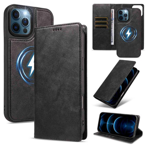Cowhide Leather Texture RFID Detachable 2 in 1 Magnetic Vegan Leather Phone Case, For iPhone 14 Pro, For iPhone 14 Pro Max, For iPhone 13 Pro Max, For iPhone 13 Pro, For iPhone 12 Pro Max