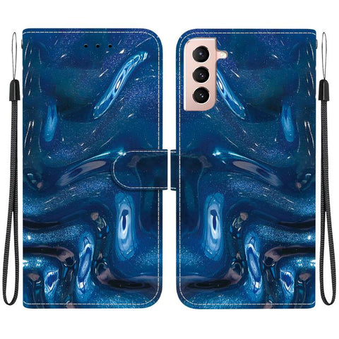Crystal-Texture Painted Vegan Leather Phone Case, For Galaxy S22 5G