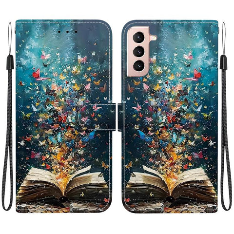 Crystal-Texture Painted Vegan Leather Phone Case, For Galaxy S22 5G