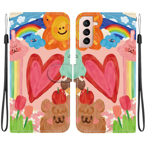 Crystal-Texture Painted Vegan Leather Phone Case, For Galaxy S22 5G