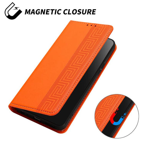 Embossed Meander Pattern RFID Vegan Leather Phone Case, For iPhone 11, For iPhone 11 Pro