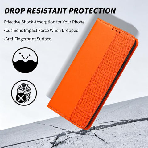 Embossed Meander Pattern RFID Vegan Leather Phone Case, For iPhone 11, For iPhone 11 Pro