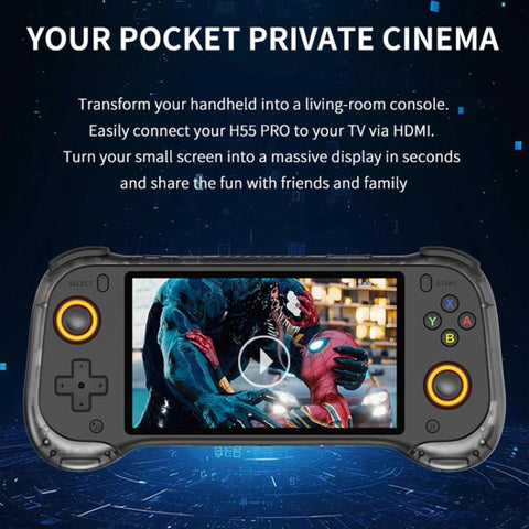 H55 Pro 5.5-inch IPS Screen Handheld Game Console Supports 40+ Emulators, 64G, 128G