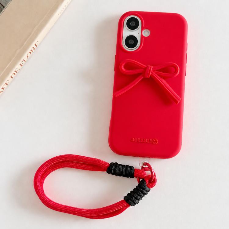 Bow TPU hybrid PC Bulge Phone Case with Lanyard, For iPhone 16, For iPhone 15 Pro Max, For iPhone 15 Pro, For iPhone 15 Plus, For iPhone 15, For iPhone 14 Plus