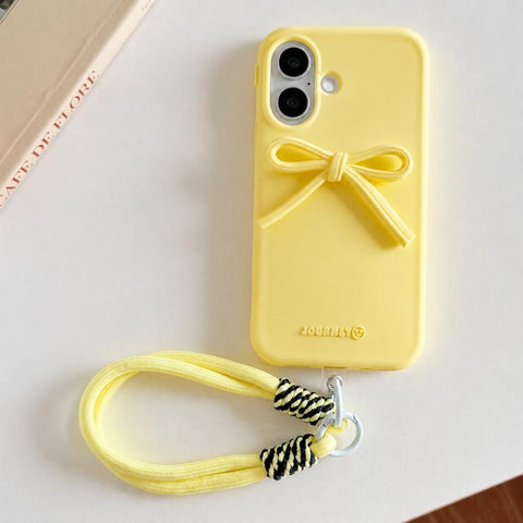 Bow TPU hybrid PC Bulge Phone Case with Lanyard, For iPhone 16, For iPhone 15 Pro Max, For iPhone 15 Pro, For iPhone 15 Plus, For iPhone 15, For iPhone 14 Plus