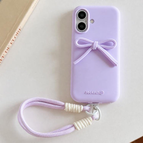 Bow TPU hybrid PC Bulge Phone Case with Lanyard, For iPhone 16, For iPhone 15 Pro Max, For iPhone 15 Pro, For iPhone 15 Plus, For iPhone 15, For iPhone 14 Plus