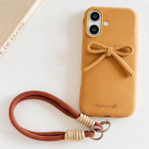 Bow TPU hybrid PC Bulge Phone Case with Lanyard, For iPhone 16, For iPhone 15 Pro Max, For iPhone 15 Pro, For iPhone 15 Plus, For iPhone 15, For iPhone 14 Plus