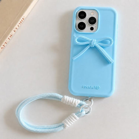 Bow TPU hybrid PC Bulge Phone Case with Lanyard, For iPhone 16, For iPhone 15 Pro Max, For iPhone 15 Pro, For iPhone 15 Plus, For iPhone 15, For iPhone 14 Plus