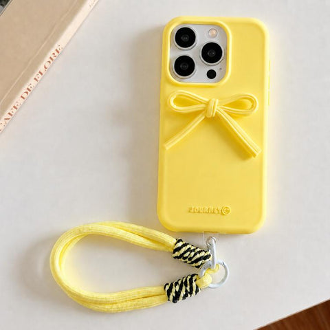 Bow TPU hybrid PC Bulge Phone Case with Lanyard, For iPhone 16, For iPhone 15 Pro Max, For iPhone 15 Pro, For iPhone 15 Plus, For iPhone 15, For iPhone 14 Plus
