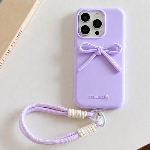 Bow TPU hybrid PC Bulge Phone Case with Lanyard, For iPhone 16, For iPhone 15 Pro Max, For iPhone 15 Pro, For iPhone 15 Plus, For iPhone 15, For iPhone 14 Plus