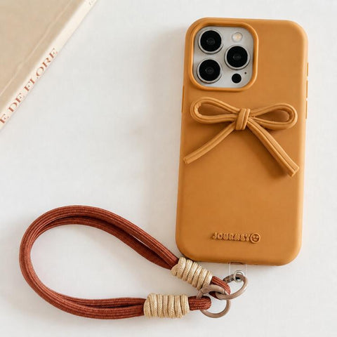 Bow TPU hybrid PC Bulge Phone Case with Lanyard, For iPhone 16, For iPhone 15 Pro Max, For iPhone 15 Pro, For iPhone 15 Plus, For iPhone 15, For iPhone 14 Plus