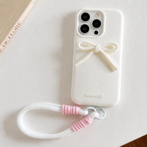 Bow TPU hybrid PC Bulge Phone Case with Lanyard, For iPhone 16, For iPhone 15 Pro Max, For iPhone 15 Pro, For iPhone 15 Plus, For iPhone 15, For iPhone 14 Plus