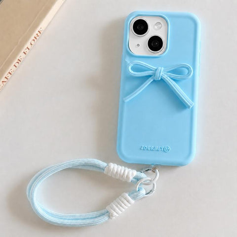 Bow TPU hybrid PC Bulge Phone Case with Lanyard, For iPhone 16, For iPhone 15 Pro Max, For iPhone 15 Pro, For iPhone 15 Plus, For iPhone 15, For iPhone 14 Plus