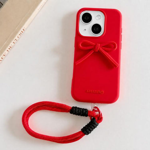 Bow TPU hybrid PC Bulge Phone Case with Lanyard, For iPhone 16, For iPhone 15 Pro Max, For iPhone 15 Pro, For iPhone 15 Plus, For iPhone 15, For iPhone 14 Plus
