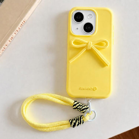 Bow TPU hybrid PC Bulge Phone Case with Lanyard, For iPhone 16, For iPhone 15 Pro Max, For iPhone 15 Pro, For iPhone 15 Plus, For iPhone 15, For iPhone 14 Plus