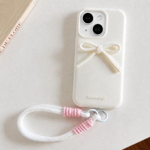 Bow TPU hybrid PC Bulge Phone Case with Lanyard, For iPhone 16, For iPhone 15 Pro Max, For iPhone 15 Pro, For iPhone 15 Plus, For iPhone 15, For iPhone 14 Plus