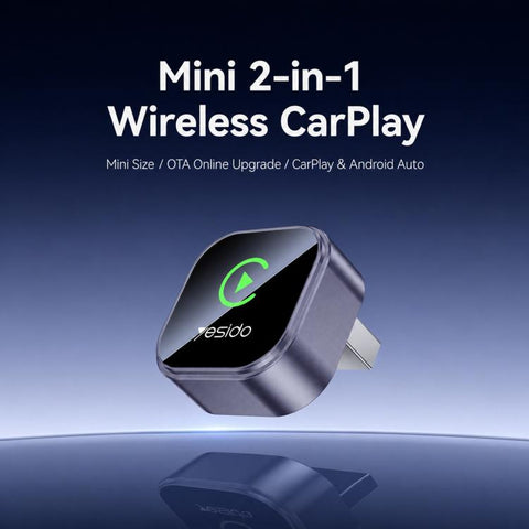 Yesido KM31 Mini 2-in-1 Wired to Wireless CarPlay and Android Auto Car Adapter, KM31