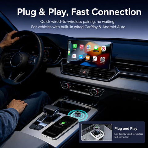 Yesido KM31 Mini 2-in-1 Wired to Wireless CarPlay and Android Auto Car Adapter, KM31