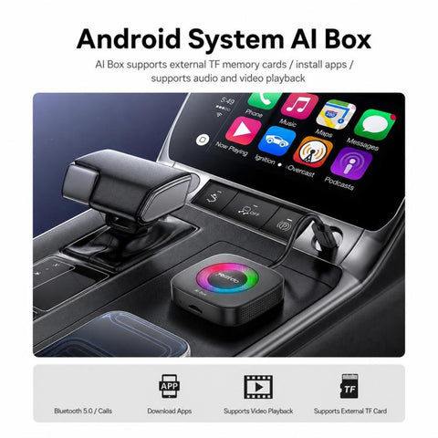 Yesido KM33 Wired to Wireless CarPlay and Android Auto Car AI Smart Box Adapter with RGB Light, KM33