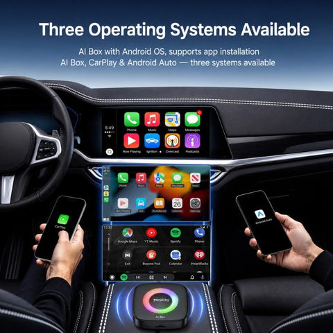 Yesido KM33 Wired to Wireless CarPlay and Android Auto Car AI Smart Box Adapter with RGB Light, KM33