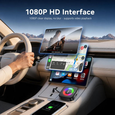 Yesido KM33 Wired to Wireless CarPlay and Android Auto Car AI Smart Box Adapter with RGB Light, KM33