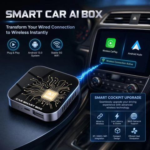 3 in 1 Car Mini Smart AI Box Wireless Android Auto CarPlay Adapter, EAU Version, NA Version, JP Version