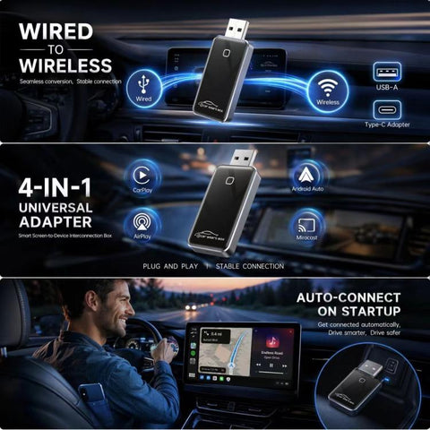 4 in 1 Car Mini Smart Box Wireless Android Auto CarPlay Adapter
