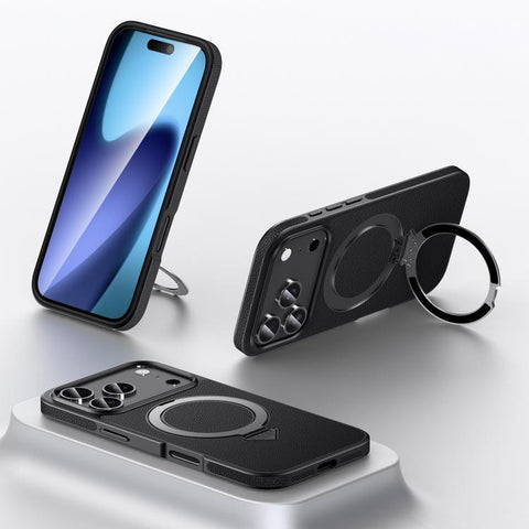 SULADA Top Grain Leather MagSafe Magnetic Holder Phone Case, For iPhone 18 Pro, For iPhone 18 Pro Max, For iPhone 17 Pro Max, For iPhone 17 Pro, For iPhone 17