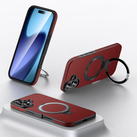 SULADA Top Grain Leather MagSafe Magnetic Holder Phone Case, For iPhone 18 Pro, For iPhone 18 Pro Max, For iPhone 17 Pro Max, For iPhone 17 Pro, For iPhone 17