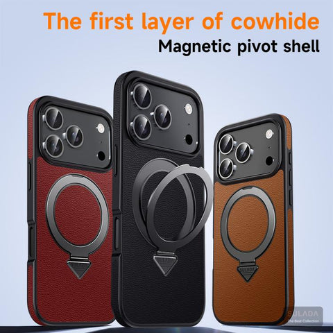 SULADA Top Grain Leather MagSafe Magnetic Holder Phone Case, For iPhone 18 Pro, For iPhone 18 Pro Max, For iPhone 17 Pro Max, For iPhone 17 Pro, For iPhone 17