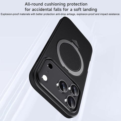 SULADA Top Grain Leather MagSafe Magnetic Holder Phone Case, For iPhone 18 Pro, For iPhone 18 Pro Max, For iPhone 17 Pro Max, For iPhone 17 Pro, For iPhone 17
